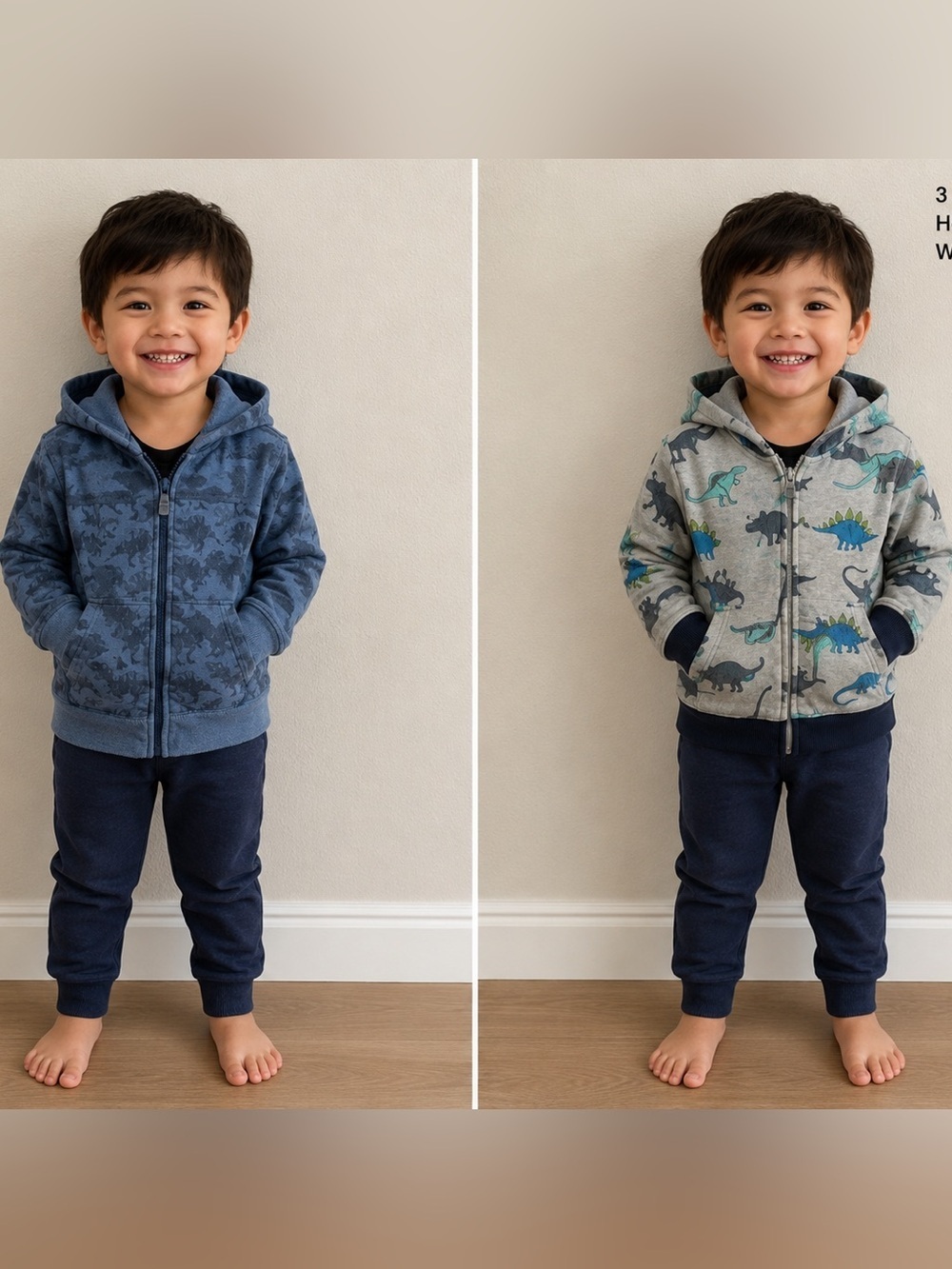 Hatley and The Children's Place Gray Dino Print Hoodie / Jacket Bundle, size 3